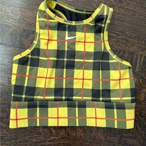 Nike Yellow Plaid Crop Top